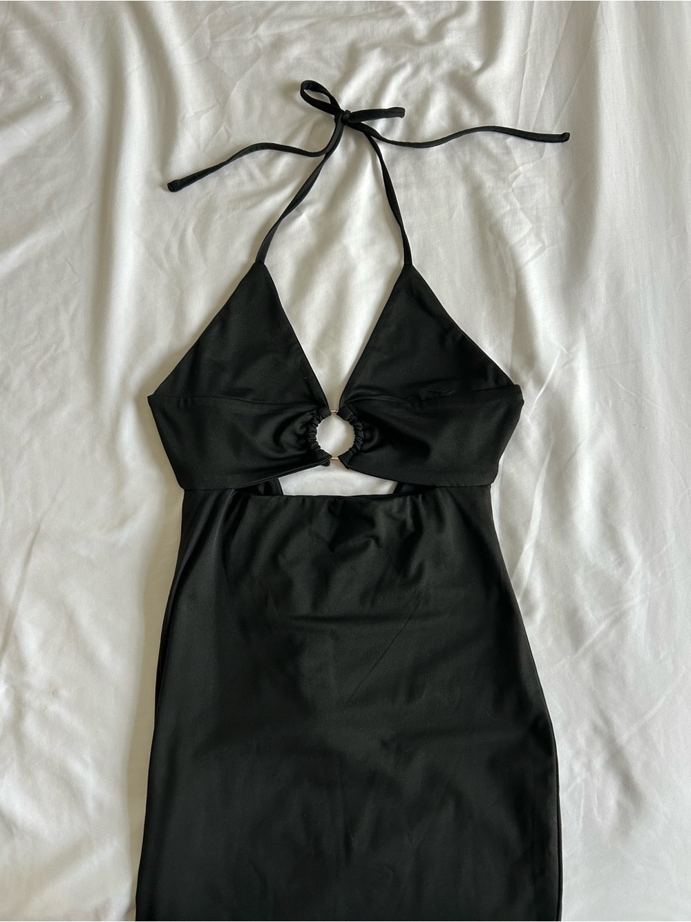 Princess Polly Halter Cutout Black Mini Dress